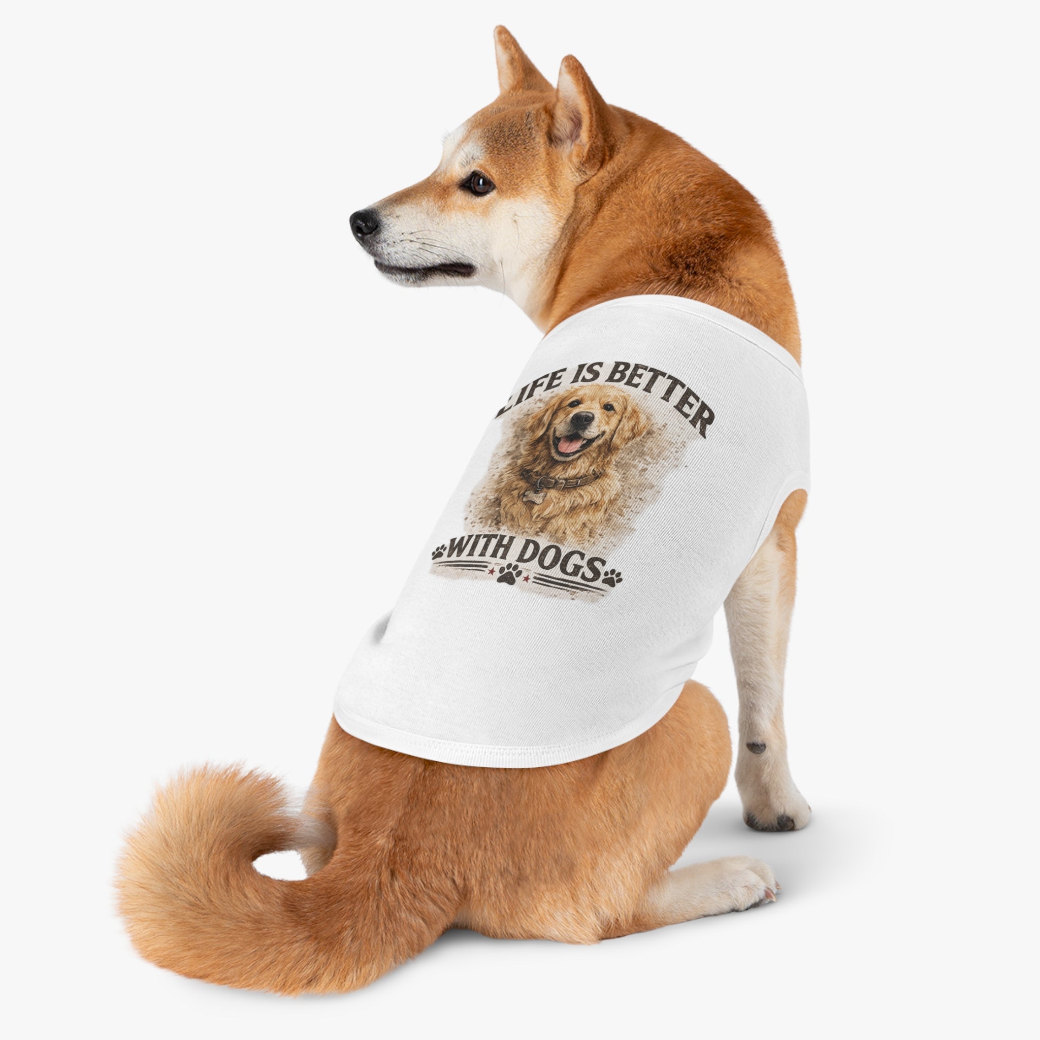 Life Is Better With Dogs Pet Tank Top — Golden Retriever Dog Tee for Pets
