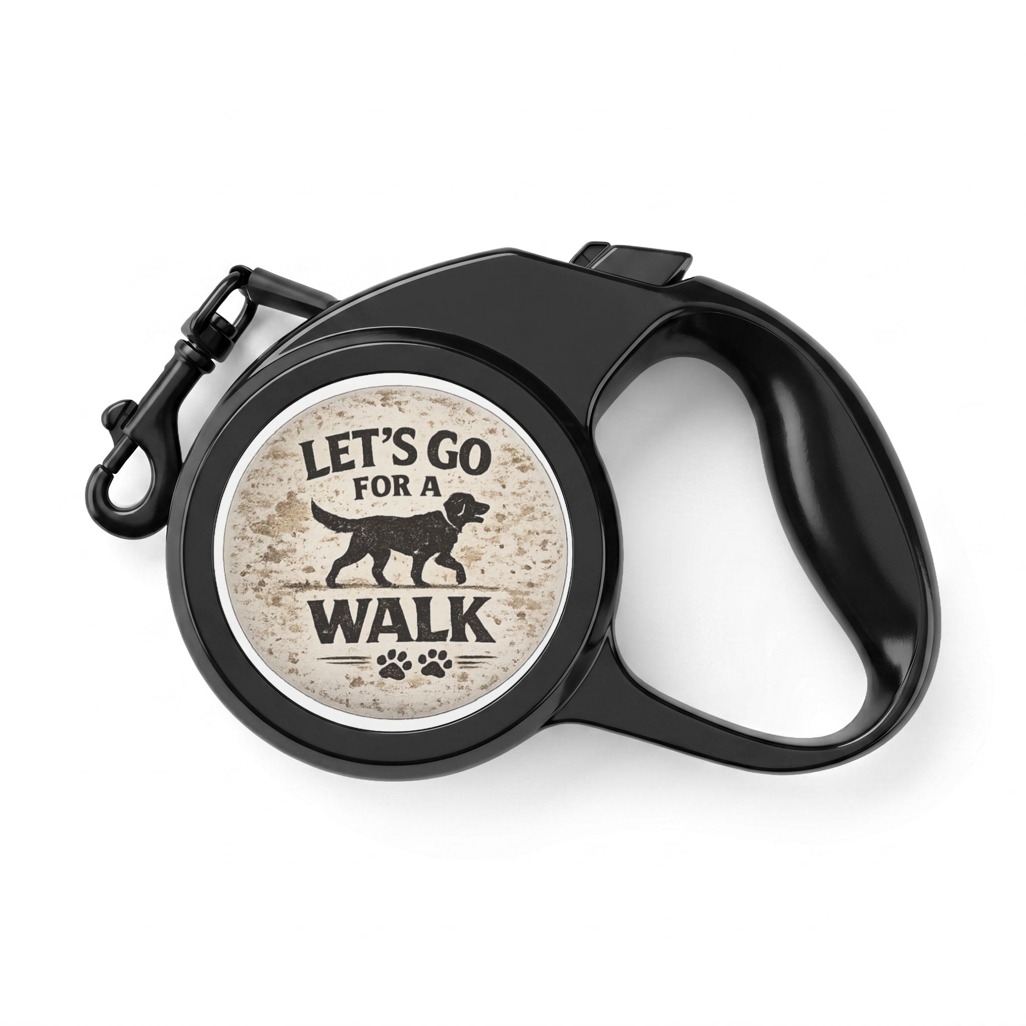 Retractable Dog Leash — “Let’s Go For A Walk” Paw Print Design