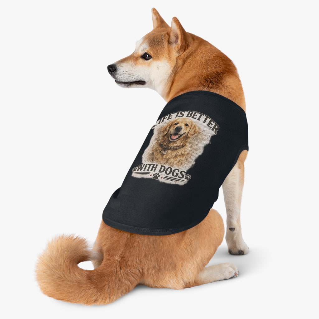 Life Is Better With Dogs Pet Tank Top — Golden Retriever Dog Tee for Pets