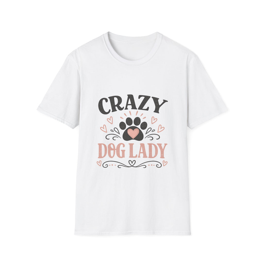 Crazy Dog Lady T-Shirt — Cute Paw Heart Graphic Tee for Dog Moms