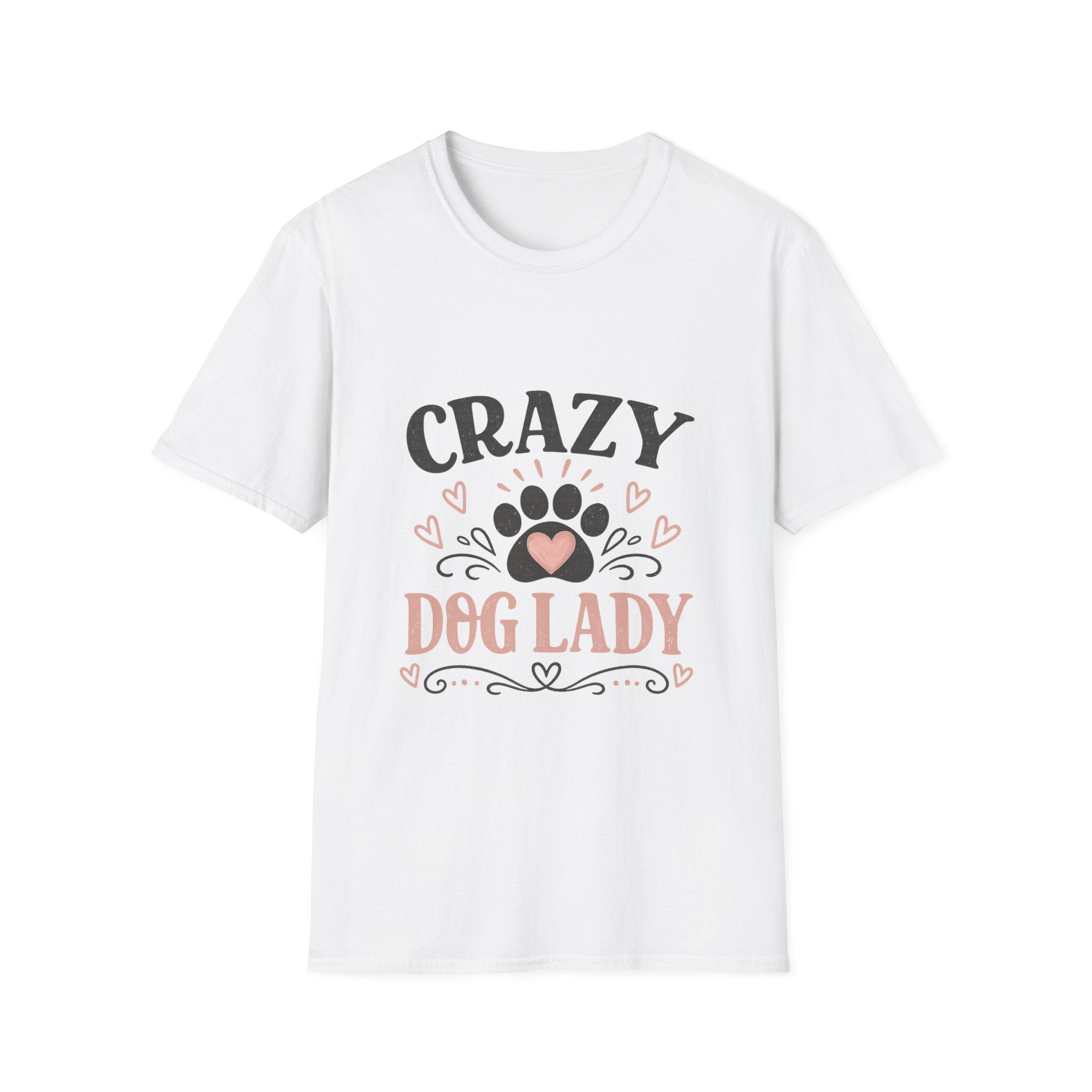 Crazy Dog Lady T-Shirt — Cute Paw Heart Graphic Tee for Dog Moms