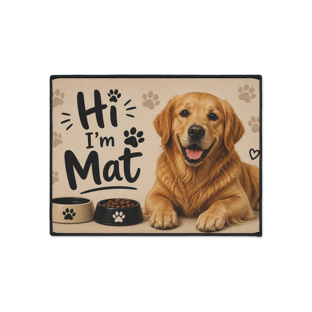 Dog Welcome Floor Mat — "Hi I'm Mat" Golden Retriever Door Mat