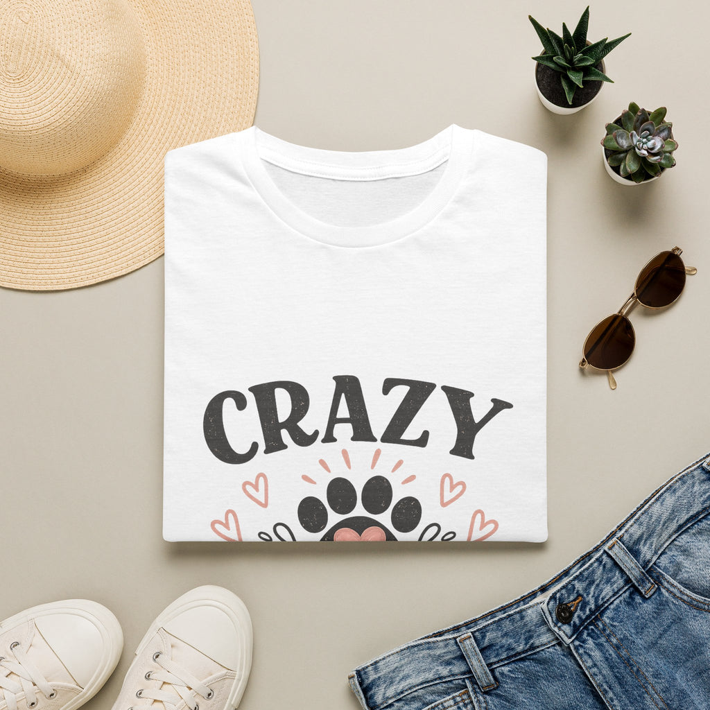 Crazy Dog Lady T-Shirt — Cute Paw Heart Graphic Tee for Dog Moms