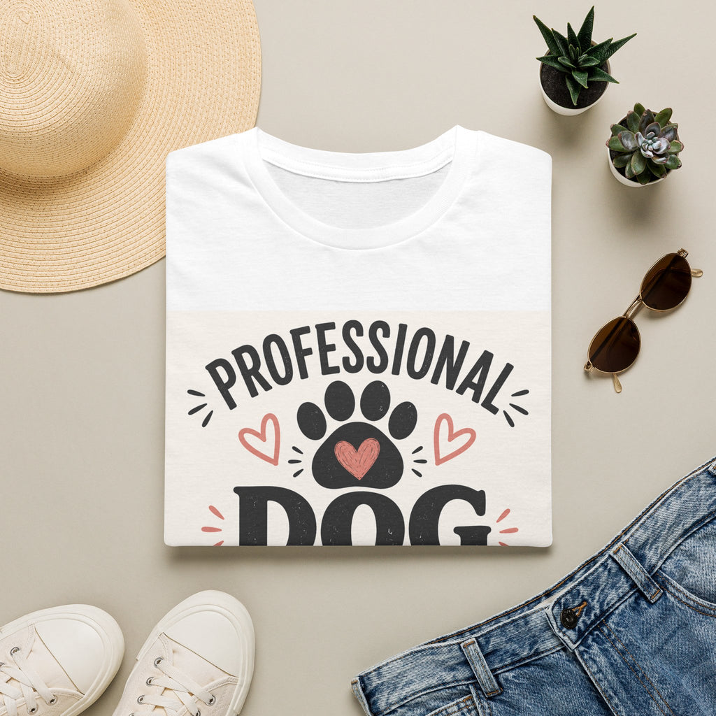 Professional Dog Petter T-Shirt — Cute Paw & Heart Design