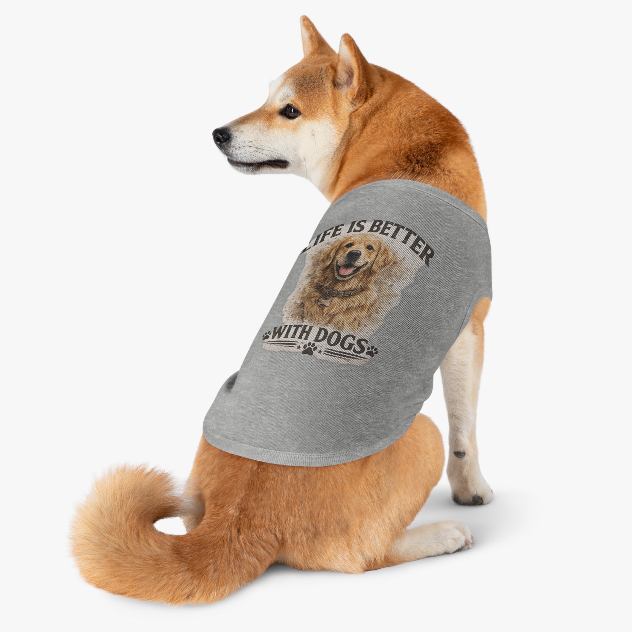 Life Is Better With Dogs Pet Tank Top — Golden Retriever Dog Tee for Pets