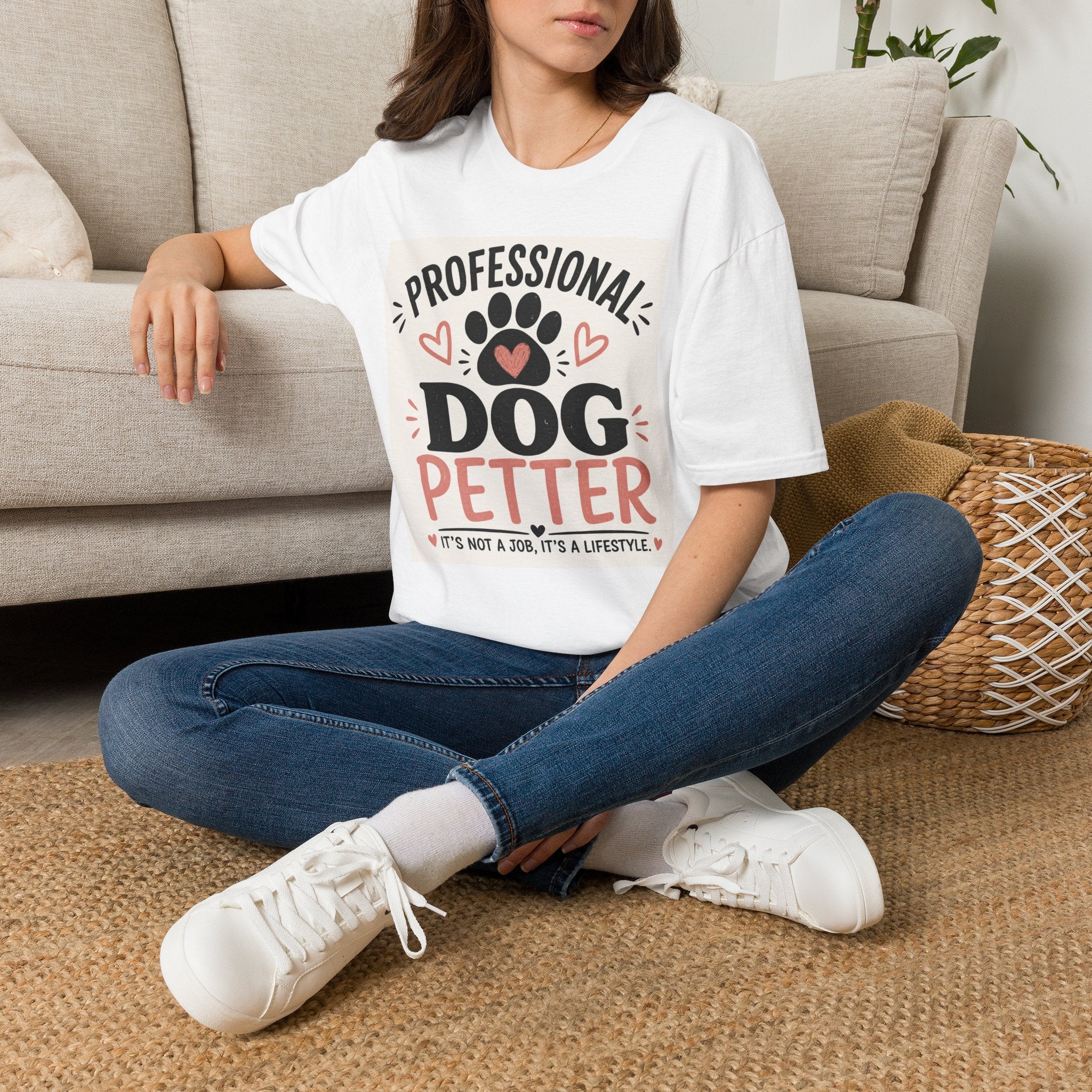 Professional Dog Petter T-Shirt — Cute Paw & Heart Design