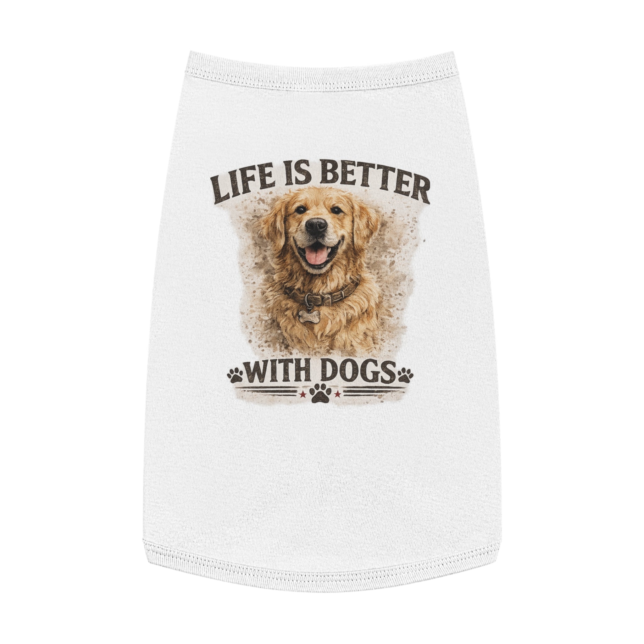 Life Is Better With Dogs Pet Tank Top — Golden Retriever Dog Tee for Pets