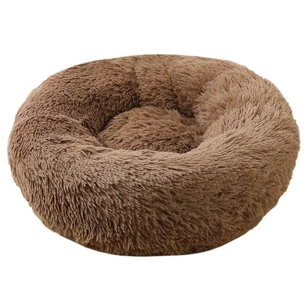 Calming Donut Dog Bed — Faux Fur Plush Self-Warming Cuddle Bed
