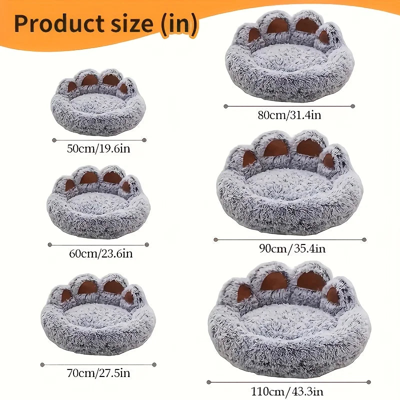 Bear Paw Calming Dog Bed — Plush Donut Cuddle Bed for Dogs