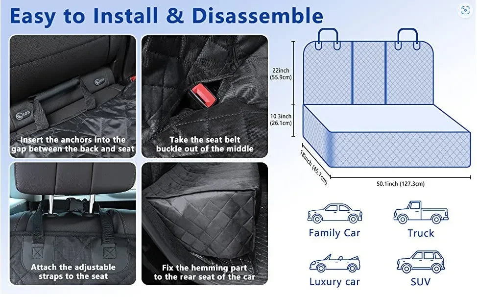 Waterproof Dog Car Seat Cover — Full Back Seat Protection