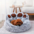 Bear Paw Calming Dog Bed — Plush Donut Cuddle Bed for Dogs