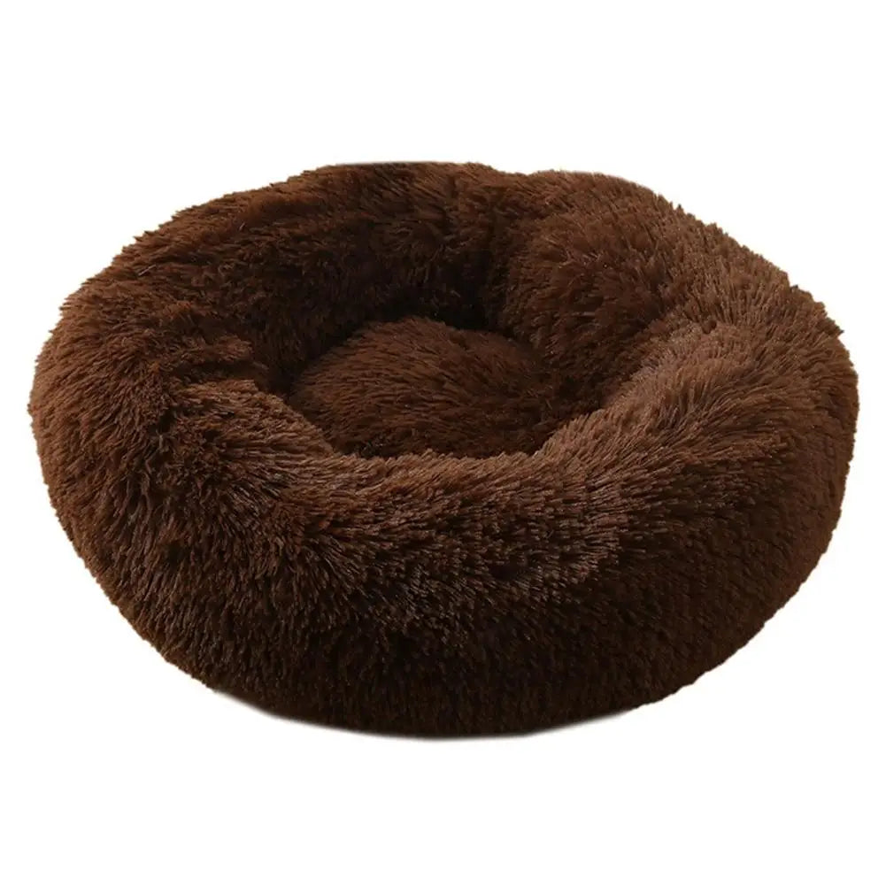 Calming Donut Dog Bed — Faux Fur Plush Self-Warming Cuddle Bed