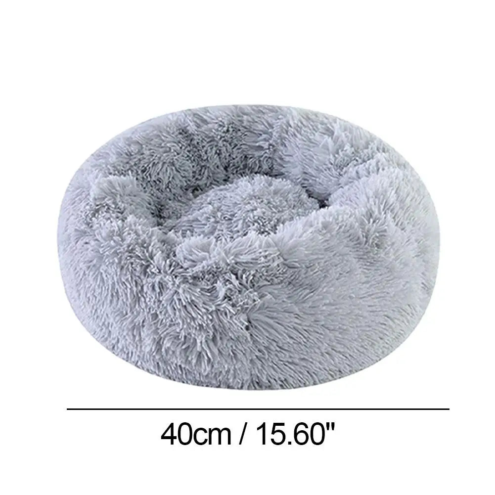 Calming Donut Dog Bed — Faux Fur Plush Self-Warming Cuddle Bed