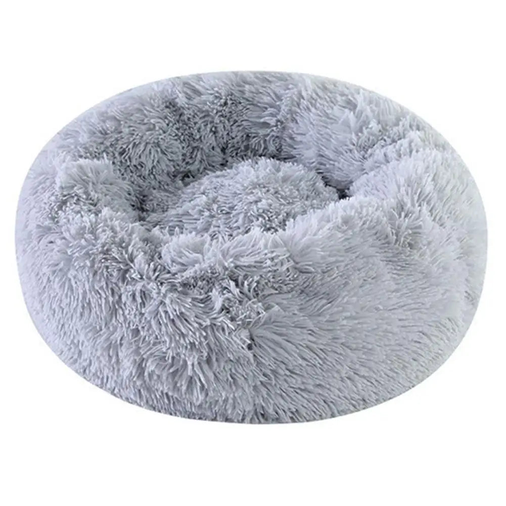 Calming Donut Dog Bed — Faux Fur Plush Self-Warming Cuddle Bed