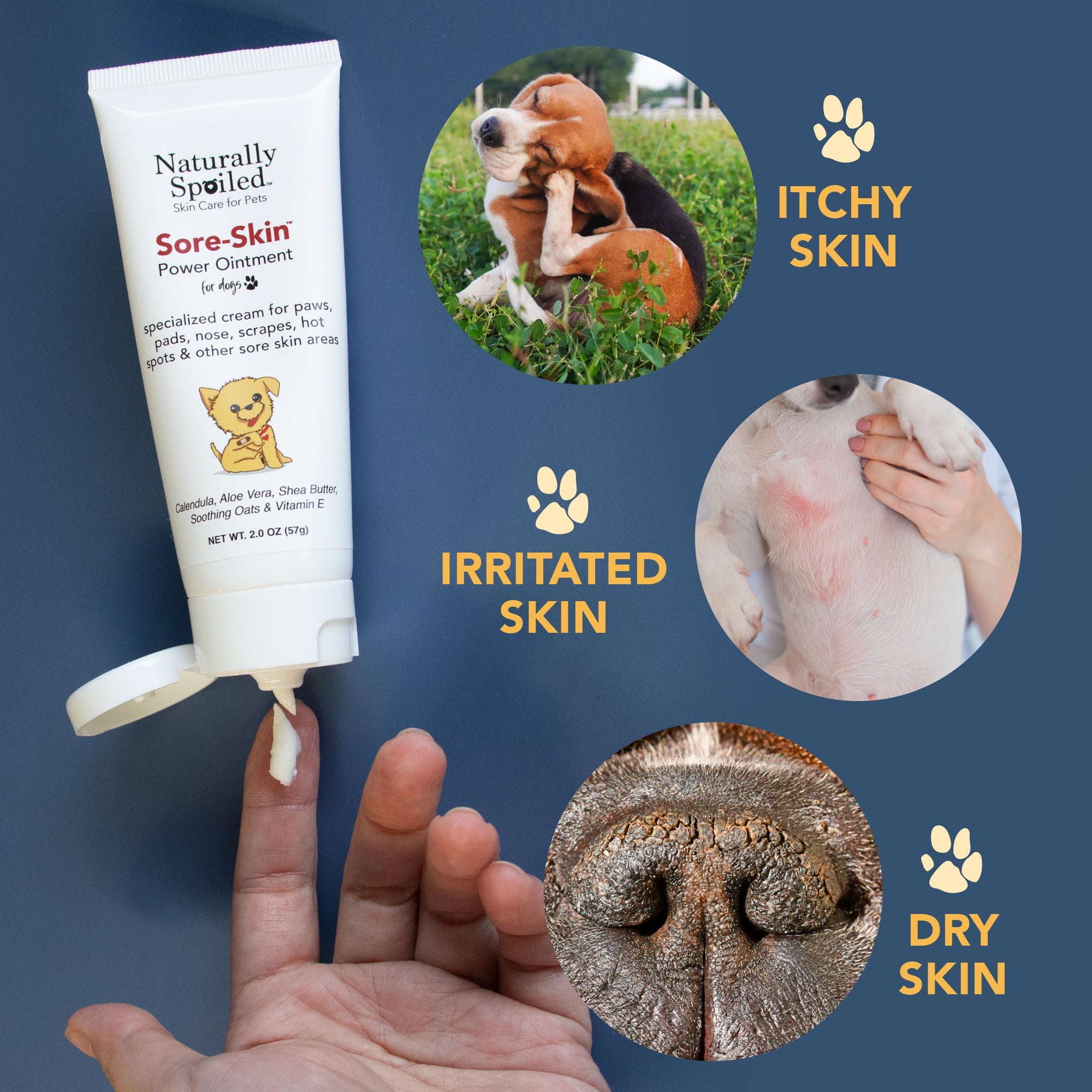 Healing Cream for Dogs with Dry, Irritated & Itchy Skin | Fast-Absorbing Pet Skin Relief | 2 oz